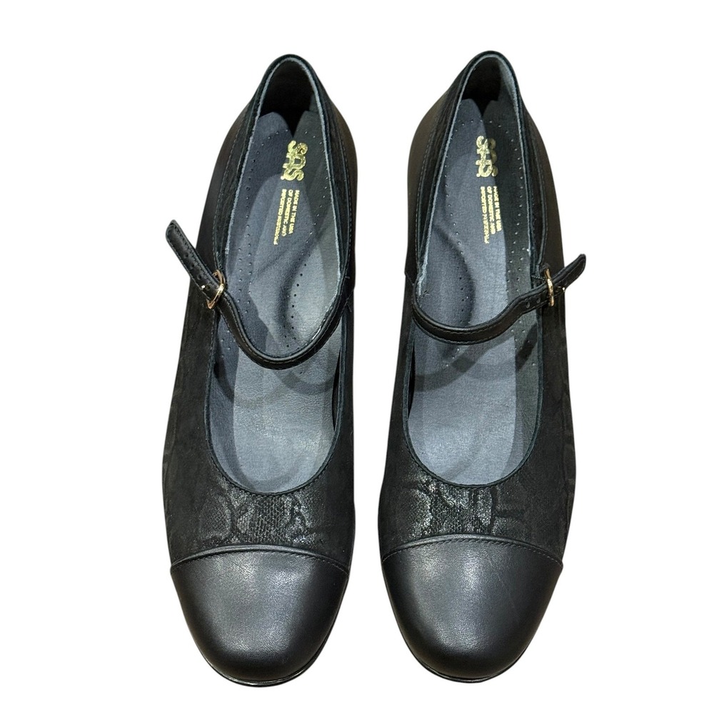 SAS Isabel Mary Jane Kitten Heels Women 10.5 Black Leather Comfort Work Pumps - Picture 15 of 16
